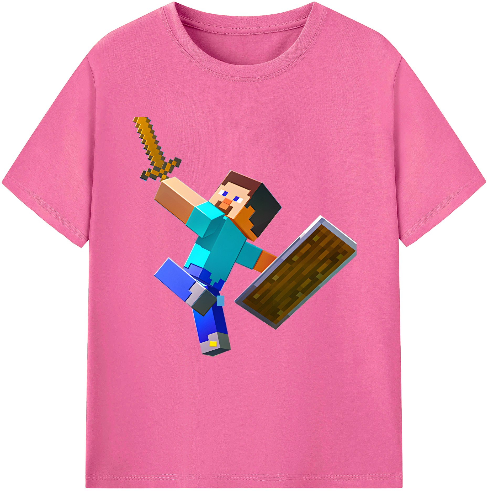 （画像用） マインクラフト ブロックの世界 Minecraft MC Block world レディースカジュアルプリントTシャツ（綿100％）